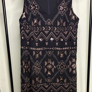 Miss Me Black and Brown Patterned Midi Dress